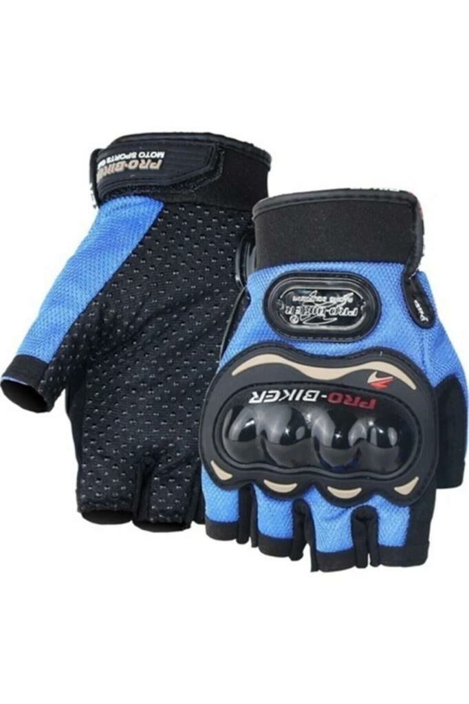 Pro Biker Motosiklet Bisiklet Eldiveni Yarım Yazlık Korumalı Motor Eldiveni LACİVERT