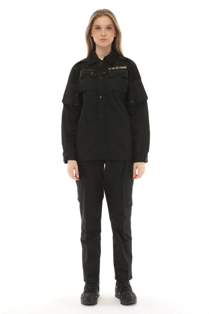 Single Sword Outdoor Unisex Kışlık Gömlek&Pantolon Alt Üst Takım SİYAH - 2XL