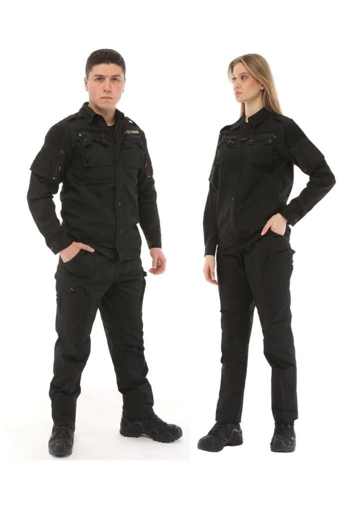 Single Sword Outdoor Unisex Kışlık Gömlek&Pantolon Alt Üst Takım SİYAH - 2XL