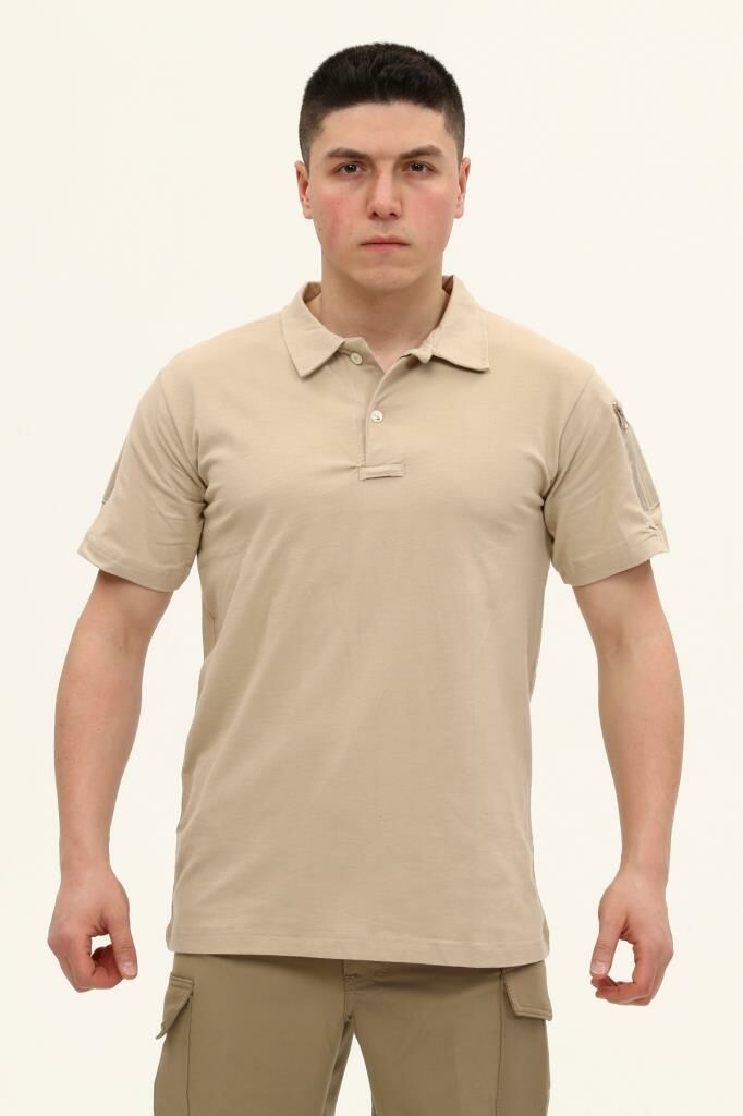 Single Sword Kısa Kollu Taktik  Polo Yaka Tişört 2XL - AÇIK BEJ