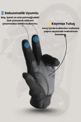 Single Sword Tam Parmak Dokunmatik Özellikli Destekli Taktik ve Motosiklet, Bisiklet Eldiveni SİYAH - XL