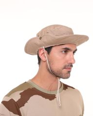 Single Sword Jungle Kep - Şapka - Katlanabilir Safari Fötr Şapkası BEJ