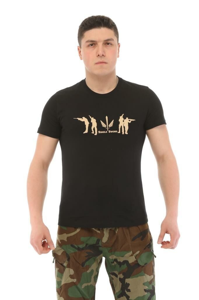 Single Sword Bisiklet Yaka Kısa Kollu Baskılı Kadın&Erkek T-Shirt HAKİ - 2XL