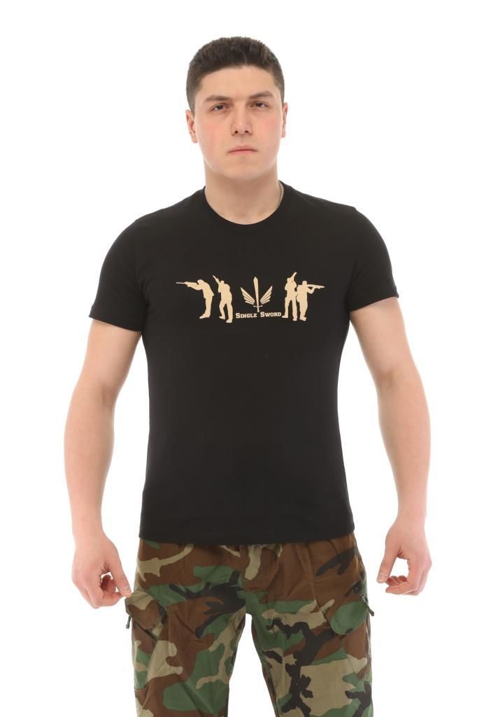 Single Sword Bisiklet Yaka Kısa Kollu Baskılı Kadın&Erkek T-Shirt BEJ - 3XL
