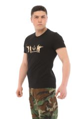 Single Sword Bisiklet Yaka Kısa Kollu Baskılı Kadın&Erkek T-Shirt BEJ - 3XL
