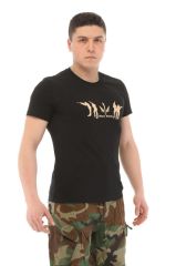 Single Sword Bisiklet Yaka Kısa Kollu Baskılı Kadın&Erkek T-Shirt BEJ - 3XL