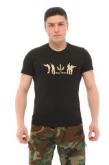 Single Sword Bisiklet Yaka Kısa Kollu Baskılı Kadın&Erkek T-Shirt BEJ - 3XL