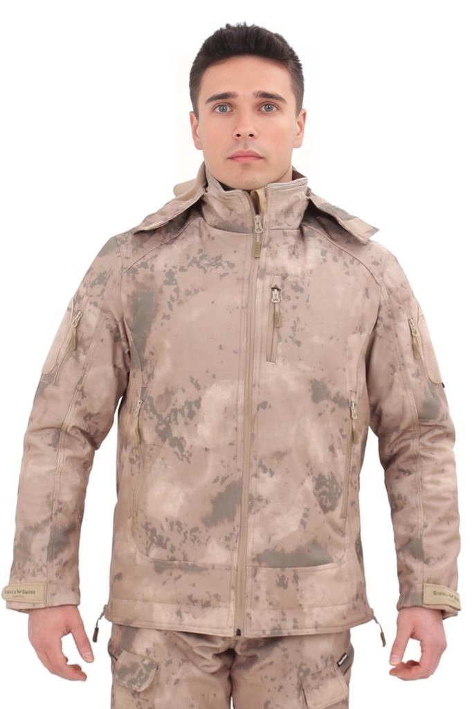 Single Sword Su&Rüzgâr Geçirmez Kapüşonlu Softshell Kışlık Erkek Mont JAN - S