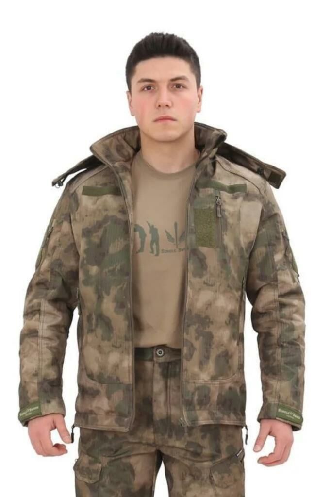 Single Sword Su&Rüzgâr Geçirmez Kapüşonlu Softshell Kışlık Erkek Mont ATACS - 2XL