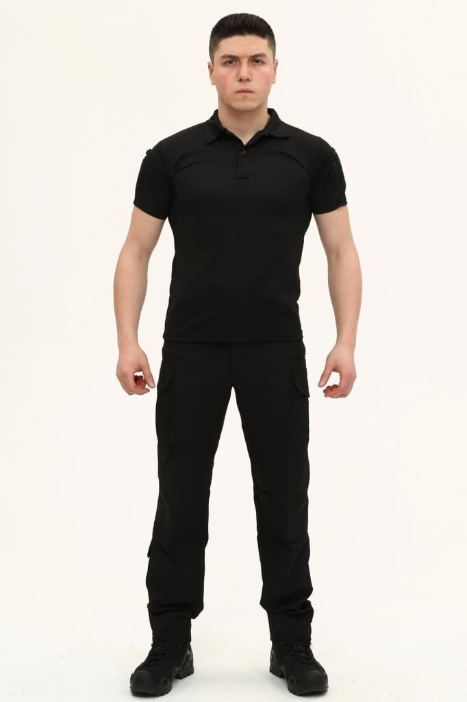 Single Sword Kısa Kollu Taktik Polo Yaka Tişört SİYAH - 2XL