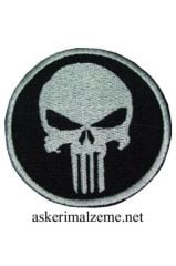 Single Sword Kurukafa Nakış Patch - Nakış Arma Peç SİYAH-BEYAZ