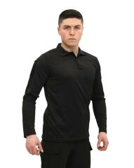 Single Sword Polo Yaka Uzun Kol Taktik T-Shirt SİYAH - 2XL