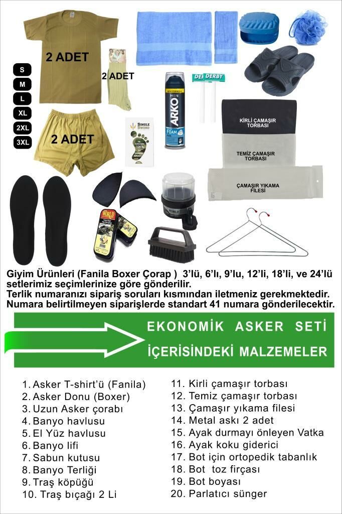 Single Sword 25 Parça Acemi Bedelli Asker Seti 2 li Set