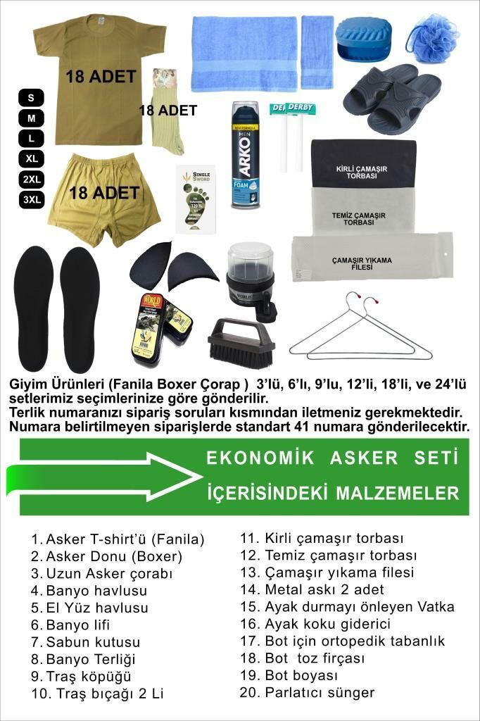 Single Sword 71 Parça Acemi Bedelli Asker Seti 18 li Set