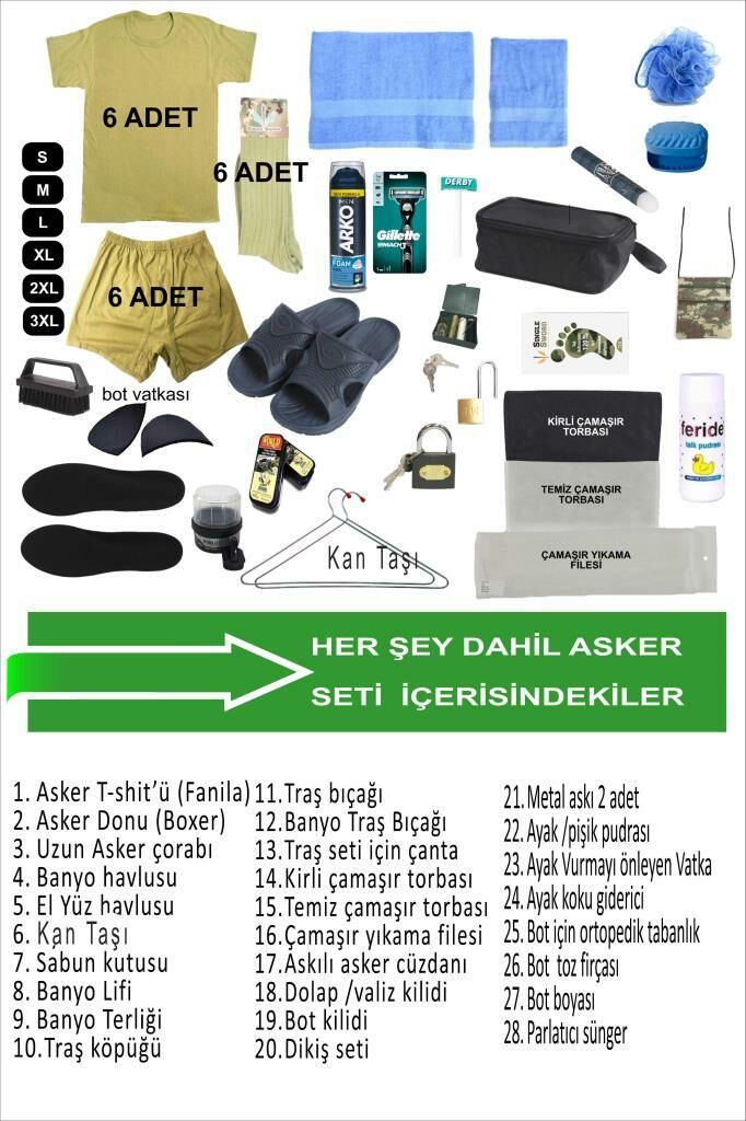 Single Sword 44 Parça Acemi Bedelli Asker Seti 6 Lı Set