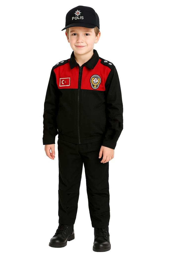 Unisex Çocuk Polis Kıyafeti (Şapka, Gömlek, Pantolon Takımı) Toplum Polisi - 8 - Toplum Polisi