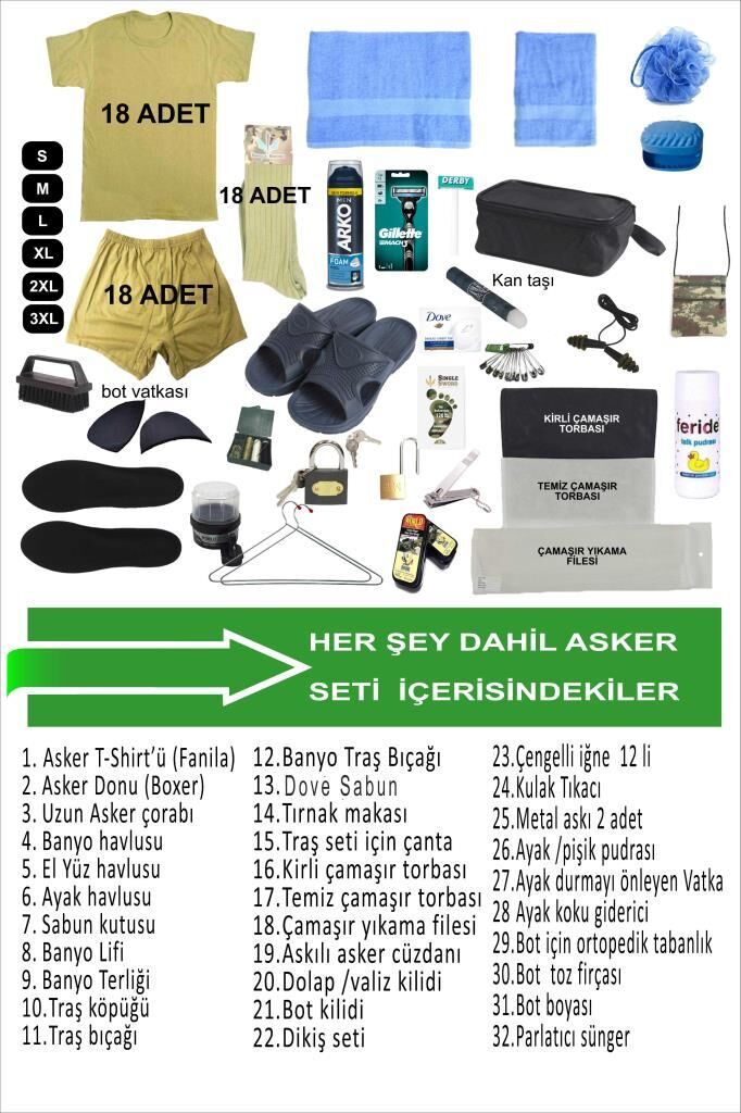 Single Sword 42 Parça Acemi Bedelli Asker Seti 3 Lü Set