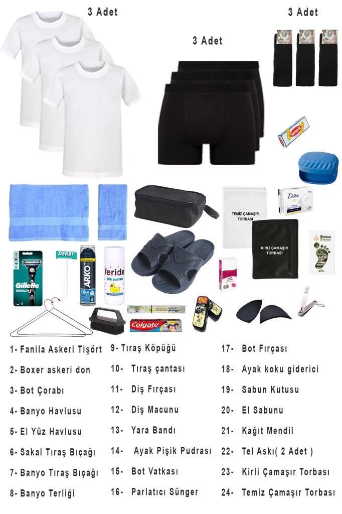 Single Sword 31 Parça Hatay İskenderun Denizci Acemi Bedelli Asker Seti 3 Lü iç Giyim