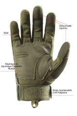 Single Sword Eklem Koruyucu Tam Parmak Motorcu Ve Bisiklet Eldiveni HAKİ - XL