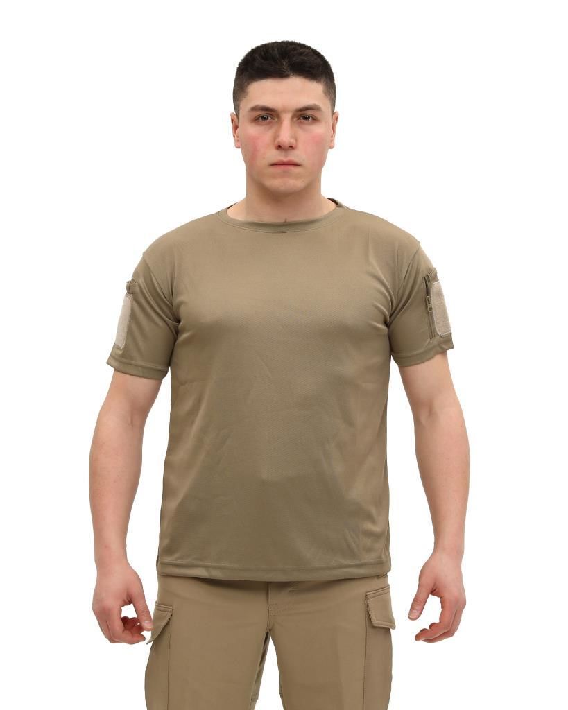 Single Sword Bisiklet Yaka Kısa Kol Taktik T-shirt BEJ - 2XL