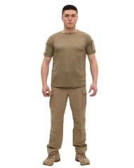 Single Sword Bisiklet Yaka Kısa Kol Taktik T-shirt BEJ - 2XL