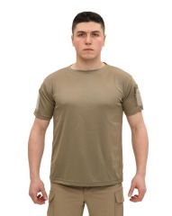 Single Sword Bisiklet Yaka Kısa Kol Taktik T-shirt BEJ - 2XL