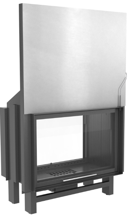 Pro 120 CH- Dubbelsidig, en sidolyftdörr + ensida öppningsdörr, hög öppning, dubbelt glas, vedeldad öppen spis med gjutkammare