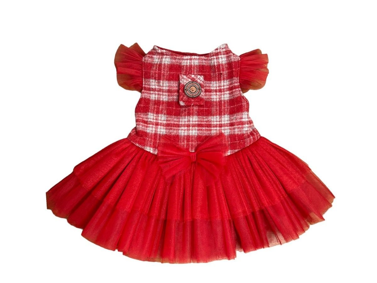 Bi Dolap Ponçik New Year Love Dress Kırmızı Kedi Köpek Kıyafeti & Elbisesi