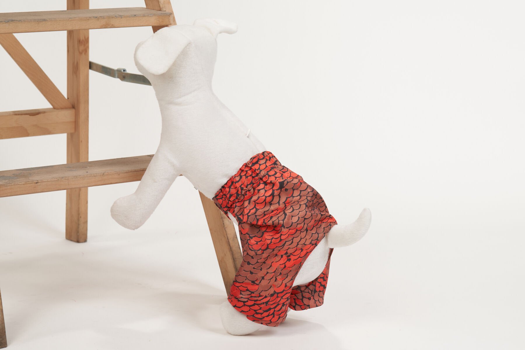 Bi Dolap Ponçik Şort Mayo Kırmızı Yumuşak Dokulu Kumaş Kedi Köpek Kıyafeti & Mayosu