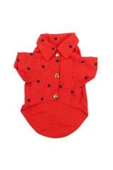 Bi Dolap Ponçik Kırmızı Puantiye Gömlek Kedi Köpek Kıyafeti & Gömleği