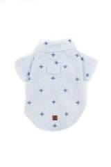 Bi Dolap Ponçik Mavi Beyaz Pusula Gömlek Yumuşak Poplin Kumaş Kedi Köpek Kıyafeti & Gömleği