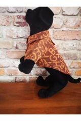 Bi Dolap Ponçik Kiremit Desen Brick Gömlek Yumuşak Dokulu Kumaş Kiremit Rengi Kedi Köpek Kıyafeti & Gömleği