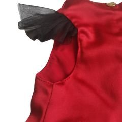 Bi Dolap Ponçik Siyah Tütü Kırmızı Saten Kumaş Kırmızı Tüllü Tütü Kedi Köpek Kıyafeti & Tütüleri