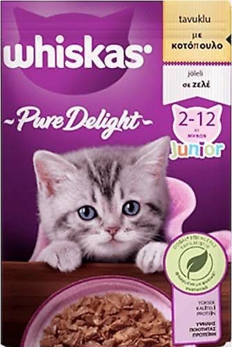 Whiskas Pouch Pure Delight Jöle İçinde Tavuklu Yavru Kedi Konservesi 85gr