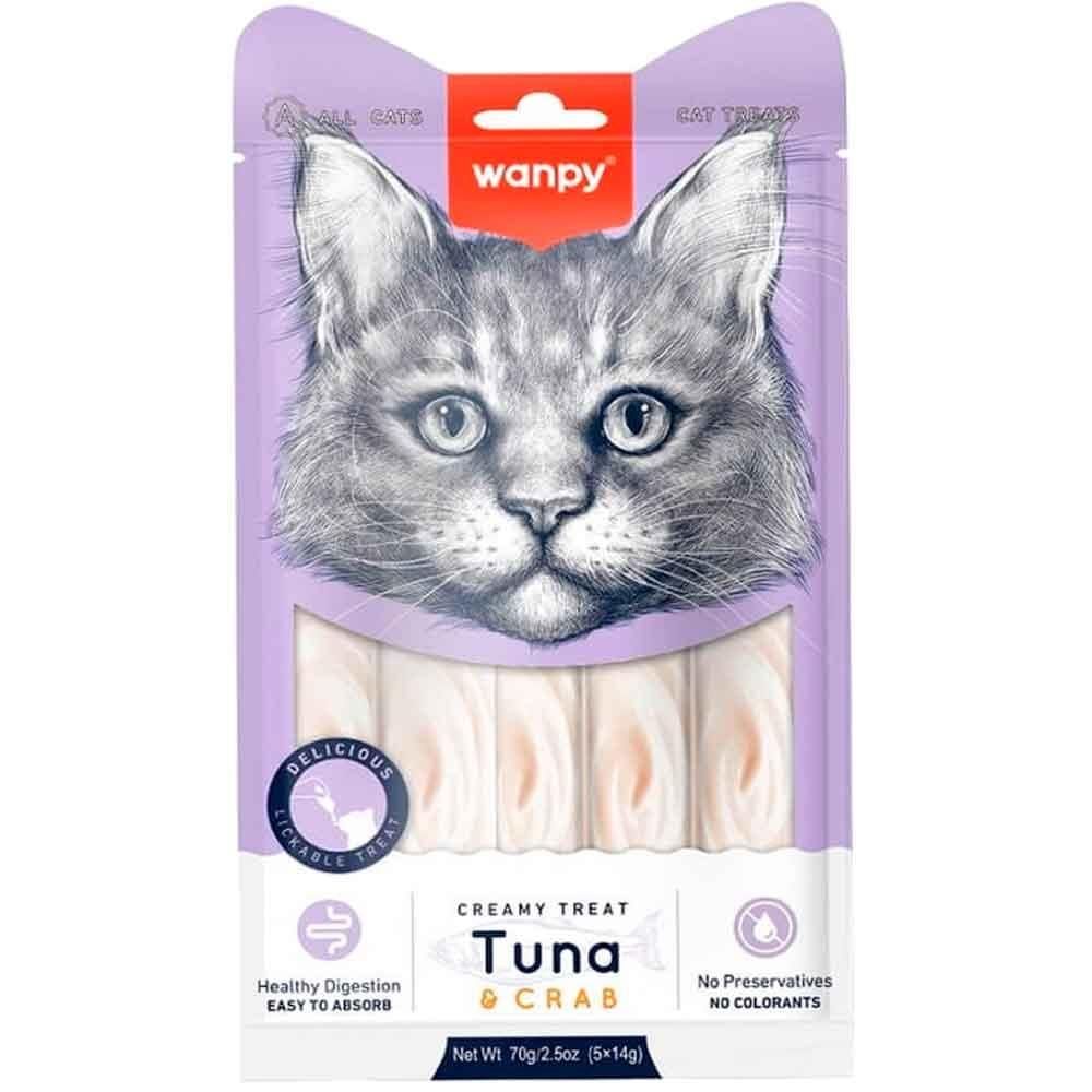 Wanpy Ton Balıklı ve Yengeçli 5x14 gr Krema Kedi Ödül Maması