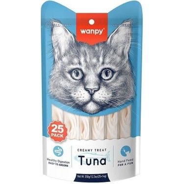 Wanpy Ton Balıklı ve Morina Balıklı Yetişkin Kedi Kremalı Sıvı Ödül Maması 25X14 gr