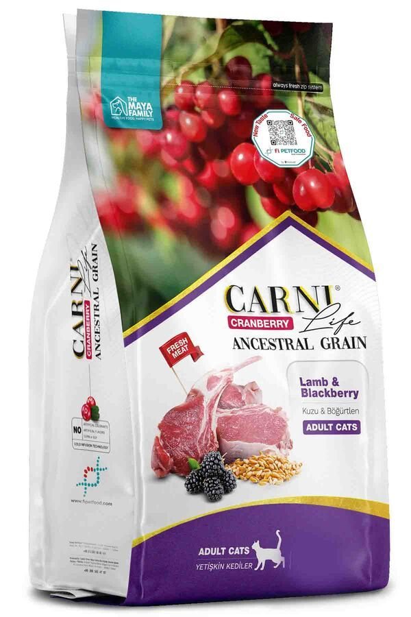 Carni Life Cranberry Kuzu Etli ve Böğürtlenli 1.5 kg Yetişkin Kedi Maması