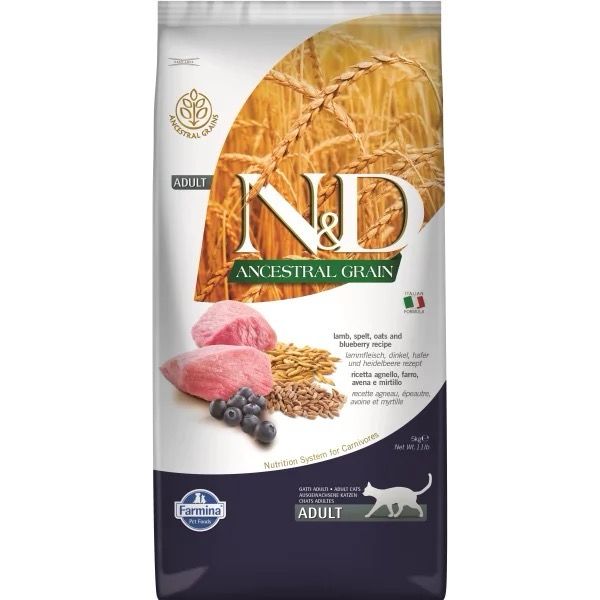 N&D Düşük Tahıllı Kuzu Etli ve Yaban Mersinli 5 kg Yetişkin Kedi Maması