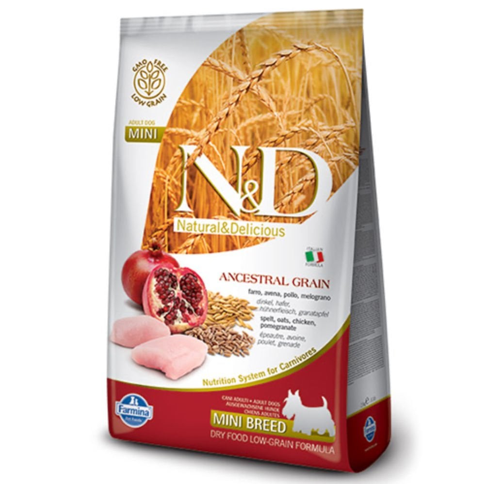 N&D Ancestral Grain Düşük Tahıllı Tavuklu ve Narlı 7 kg Küçük Irk Yetişkin Köpek Maması