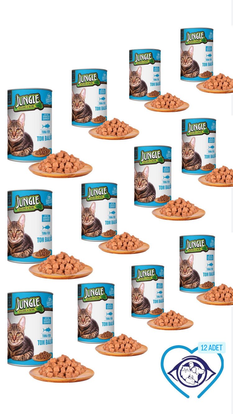 Jungle Ton Balıklı Konserve Kedi Maması - 12 Adet 415 Gr