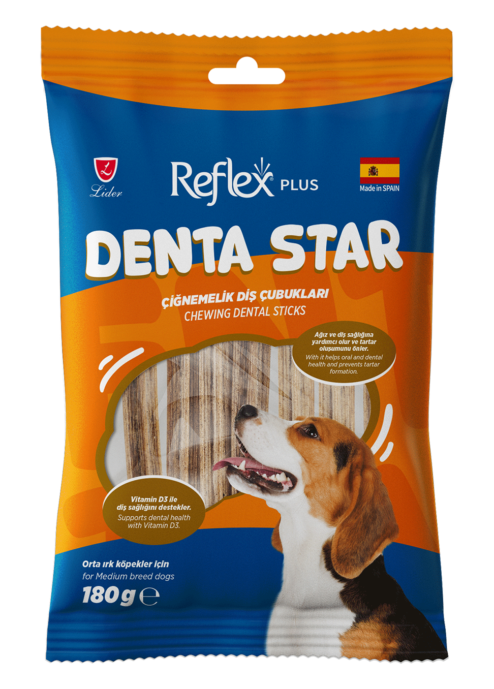 Reflex Plus Çiğnemelik Diş Çubukları Orta Irk Yetişkin Köpek 180 G
