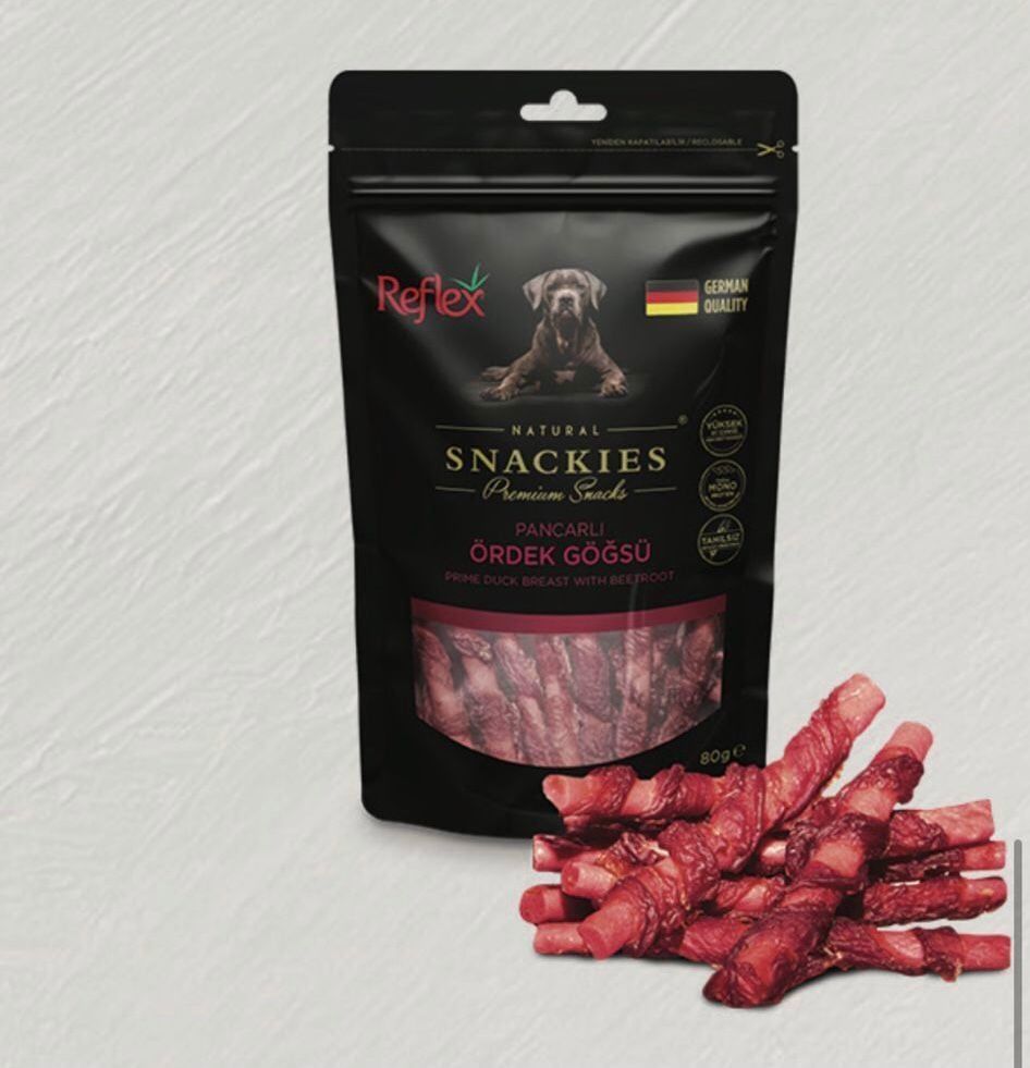 Reflex Snackies Pancarlı Ördek Göğsü 80 gr Köpek Ödül Maması