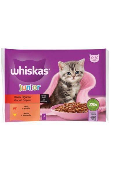 Whiskas Pouch Sos İçinde Sığırlı ve Tavuklu Yavru Kedi Konservesi 85gr (4'lü)