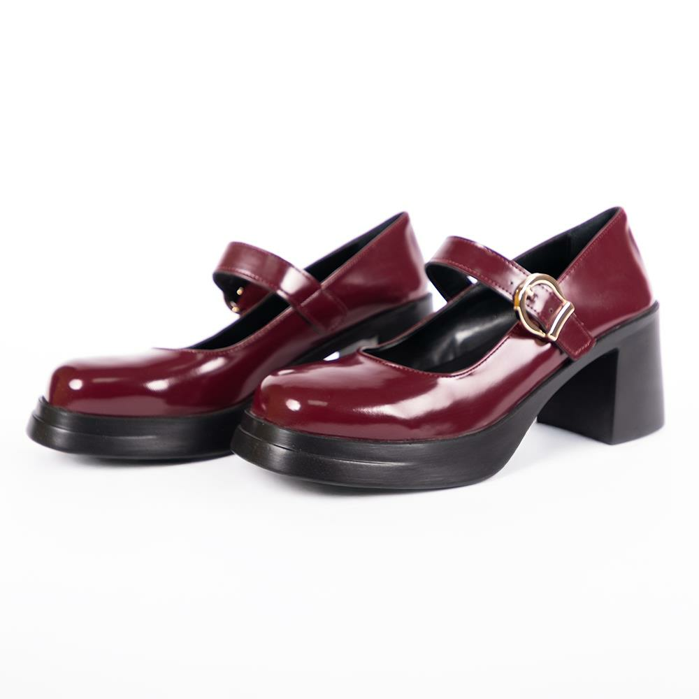 590 Kadın Vegan Topuklu Ayakkabı (7cm) Bordo Rugan - 40