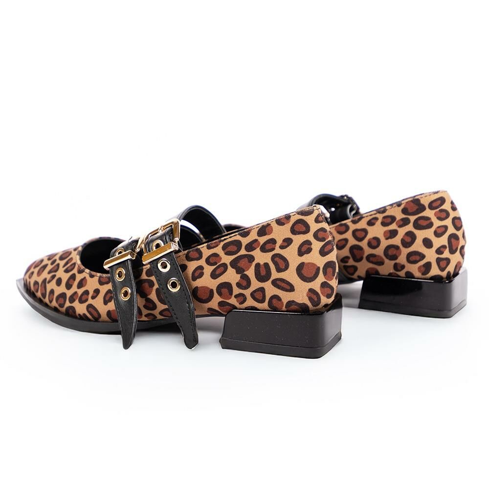 458324 Kadın Vegan Babet Siyah Leopar - 39