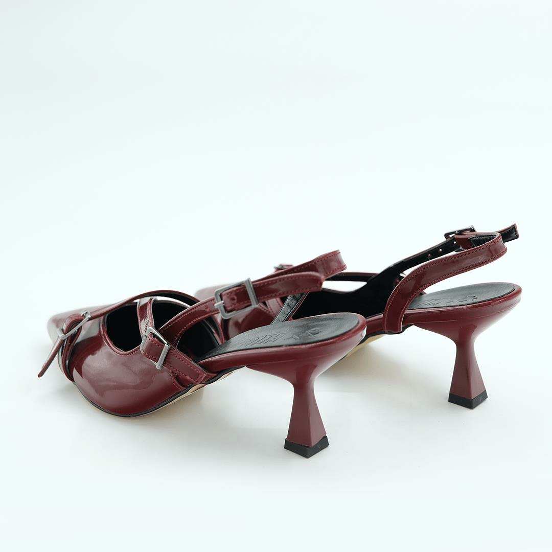 404 Kadın Topuklu Ayakkabı (7cm) Bordo Rugan - 40