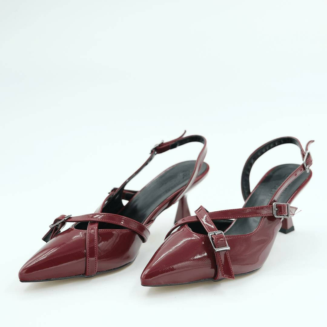 404 Kadın Topuklu Ayakkabı (7cm) Bordo Rugan - 40