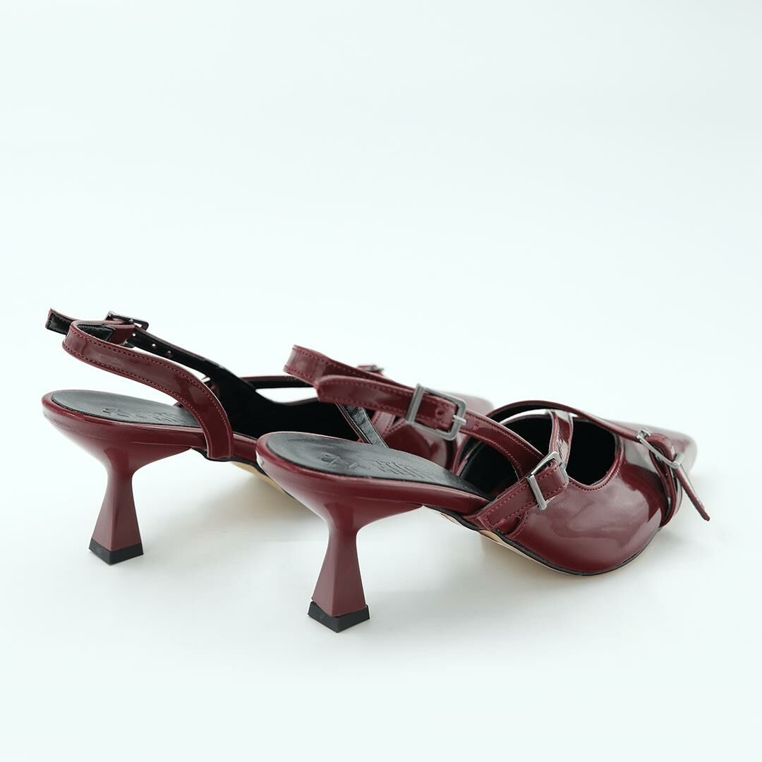 404 Kadın Topuklu Ayakkabı (7cm) Bordo Rugan - 40