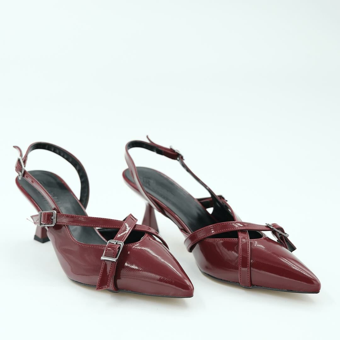 404 Kadın Topuklu Ayakkabı (7cm) Bordo Rugan - 40