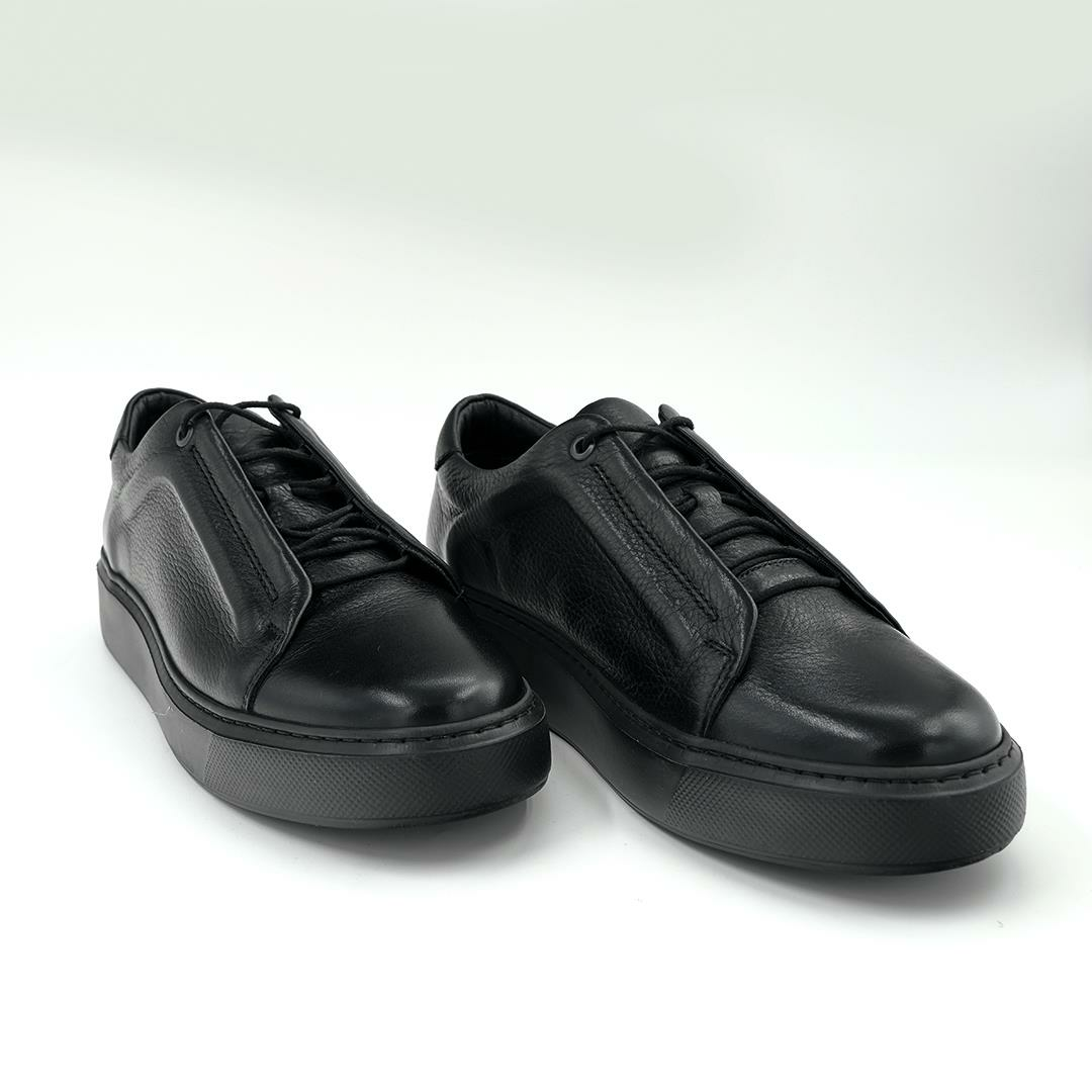 1885-6  Erkek Sneakers Deri Ayakkabı Siyah - 44